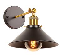 iDEGU Applique Murale Industrielle Lampe de Plafond de Style Edison Métal Plafonnier Rétro avec Rotation à 180 Degrés - 22CM, Noir (1 pack)