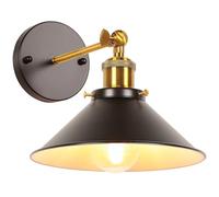 iDEGU Applique Murale Industrielle Lampe de Plafond de Style Edison Métal Plafonnier Rétro avec Rotation à 180 Degrés - 22CM (Noir + Blanc, 1 pack)