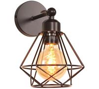 iDEGU Applique Murale Intérieure Design Cage en Métal 16CM Lampe Murale Industrielle Ajustable Plafonnier Luminaire Murale E27 Applique Vintage pour Chambre Couloir Salon Cuisine (Style-C, Noir)