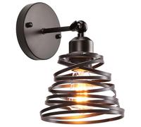 iDEGU Applique Murale Intérieure Industrielle 15cm E27 Luminaire Plafonnier à Spirale en Cascade en Métal Réglable Éclairage Plafond Lampe Murale Vintage pour Chambre Salon Couloir (Noir)