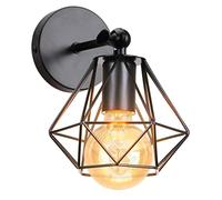 iDEGU Applique Murale Intérieure Industrielle 16cm Luminaire Plafonnier E27 en Métal Design Cage Réglable Lampe Murale Vintage pour Salon Cuisine Chambre (Noir, 1 Pièce)