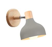 iDEGU Applique Murale Interieure Rétro 15CM Lampe Murale Réglable en Bois Métal E27 Luminaire Industriel Spot LED Plafonnier Vintage Éclairage Mural pour Salon Chambre Salle de Bain (Gris)
