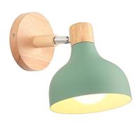 iDEGU Applique Murale Interieure Rétro 15CM Lampe Murale Réglable en Bois Métal E27 Luminaire Industriel Spot LED Plafonnier Vintage Éclairage Mural pour Salon Chambre Salle de Bain (Vert)