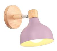 iDEGU Applique Murale Interieure Rétro 15CM Lampe Murale Réglable en Bois Métal E27 Luminaire Industriel Spot LED Plafonnier Vintage Éclairage Mural pour Salon Chambre Salle de Bain (Violet)