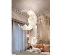 iDEGU Creative Lune Et Étoiles Fée LED Pendentif Lampe Lustre Plafonnier Enfants Enfants Chambre Décoration (Lumière blanche)