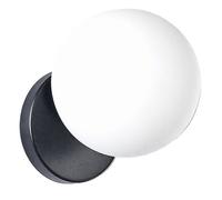 iDEGU Lampe Murale Moderne,15cm Applique Murale Interieur Abat-jour en Verre Blanc Laiteux Rond Avec Base Noire E27 Plafonnier