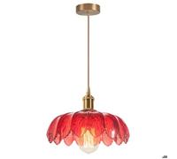 iDEGU Lampe Suspension Vintage,Lustre Luminaire Abat-jour en Verre Design Fleurs E27 Suspension Plafonnier Retro poiur Salon Chambre
