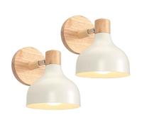 IDEGU Lot de 2 Applique Murale Industriel Rétro 15CM Lampe Murale Réglable en Bois Métal Spot LED Plafonnier Éclairage Mural pour
