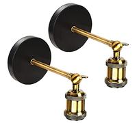 iDEGU Lot de 2 Applique Murale Industrielle Lampe de Plafond de Style Edison Métal Plafonnier Rétro avec Rotation à 180 Degrés, Noir, (Douille de Lampe E27)