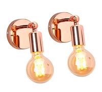 iDEGU Lot de 2 Applique Murale Industrielle Vintage en Fer Lampe Murale E27 Douille Rotative à 180° Applique Interieur pour Chambre Salon Escalier Couloir (Or Rose)