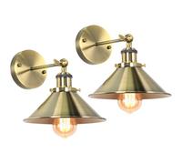 iDEGU Lot de 2 Appliques Murales Interieures de Style Industriel en Métal E27 Réglable Plafonnier Luminaire Rétro avec Rotation 180° Vintage Lampe Murale pour Salon, Chambre, Cuisine (Bronze Brossé)