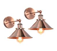 iDEGU Lot de 2 Appliques Murales Interieures de Style Industriel en Métal E27 Réglable Plafonnier Luminaire Rétro avec Rotation 180° Vintage Lampe Murale pour Salon, Chambre, Cuisine (Cuivre Brossé)