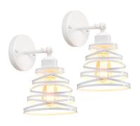 iDEGU Lot de 2 Appliques Murales Intérieures Industrielle 15cm E27 Luminaire Plafonnier à Spirale en Cascade en Métal Réglable Éclairage Plafond Lampe Murale Vintage pour Chambre Salon Café (Blanc)