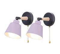 iDEGU Lot de 2 Appliques Murales Rétro Vintage E27 Luminaire Plafonnier Industriel en Bois Métal Réglable Lampe Murale Interieur avec Interrupteur Applique Moderne pour Chambre Entrée Salon (Violet)