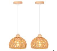 IDEGU Lot de 2 Suspension Luminaire Industrielle Vintage,Ø20CM Lustre Plafonnier Tissé en Corde de papier pour Salon Chambre