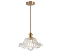 iDEGU Luste Moderneen Verre,Lampe Plafonnier Vintage Abat-jour en Verre Design Fleurs Transparente Lampe de Plafond Nordique,25cm