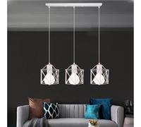 IDEGU Lustre Suspension Luminaire Industrielle Salon Blanc Plafonnier en Cage Carré Style Vintage pour Chambre Cuisine