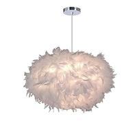 iDEGU Lustre Suspension Moderne Lustre Ovale en Plumes Blanche Suspension Luminaire pour Chambre, Ø 40cm, Hauteur 25cm