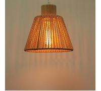 iDEGU Lustre Suspension Vintage,20cm Lampe Luminaire Abat-jour en Rotin Design Cylindrique E27 Plafonnier Industriel pour Salon