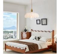iDEGU Lustre Vintage en Verre,Moderne Lampe Suspension Industriel Abat-jour Design Fleurs E27 Plafonnier Retro Style Nordique,Blanc