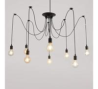 iDEGU Moderne et Rétro Lustre Suspension, 8 Bras Suspension Luminaire DIY Créatif Lustre Araignee Ajustable 150CM Vintage Lampe de Plafond avec E27 Douille, Noir (8 Lumières)