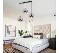 iDEGU Moderne Lampes Suspensions en Verre Gris Fumé,E27 Lustre Plafonnier Vintage Ajustable Style Nordique pour Cuisine Salon