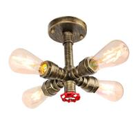 iDEGU Plafonnier Industriel Lampe de Plafond Vintage Tuyau de Style Applique Murale Plafond Luminaire E27 avec 4 Lampes Lustre Rétro pour Salon Chambre Cuisine Café Restaurant (Bronze)