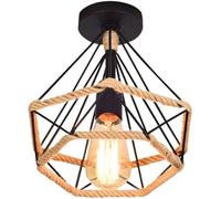 IDEGU Plafonnier Industrielle Rétro Corde de Chanvre Lampe Plafond en Métal pour Salon Chambre Cuisine