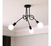 iDEGU Plafonnier Industrielle Rétro en Métal Lustre Abat-jour E27 Luminaire Moderne Lampe Suspension pour Salon Chambre Salle à Manger (sans ampoules) (Noir, 3 Lampes)