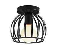 iDEGU Plafonnier Industrielle Rétro Plafond Lumière Métal Cage Noir Lustre Abat-jour pour Salon Chambre Cuisine - Ø 20cm (1x)