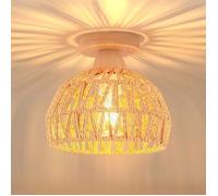 IDEGU Plafonnier Retro,Lustre en Semi - circulaire Vintage E27 Luminaire Plafonnier Industriel Corde de Chanvre pour Salon Chambre
