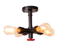 iDEGU Plafonnier Vintage 4 Lampes Lustre Industriel Design Tuyau Rétro Applique Murale Lampe de Plafond en Métal Luminaire E27 pour Salon, Chambre, Cuisine, Restaurant, Café (Noir)
