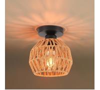 iDEGU Plafonnier Vintage Lustre Industrielle en Rotin Lampe de Plafond Abat-jour Design Cage pour Salon Chambre