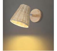 IDEGU Rétro Applique Murale en Bambou et Bois,Lampe Murale Intérieur Style Bohème E27 Éclairage Murale pour Chambre Couloir