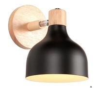 IDEGU Retro Applique Murale Industrielle en Bois et Métal Lampe Murale Vintage Réglable en Bois Métal Spot LED pour Salon Chambre