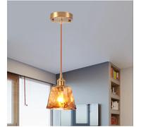 iDEGU Retro Suspension Luminaire Industriel ,Lampe de Plafond Vintage en Verre Ambre Lustre Design Irrégularités pour Salon Chambre