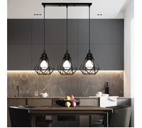 IDEGU Rétro Suspension Luminaire Industrielle en Fer Forge 3 Lampes Plafonnier en Cage Vintage pour Salon Chambre