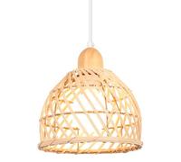 iDEGU Rétro Suspension Luminaire Moderne Créatif Lustre Plafonnier en Bois et Bambou de Design à Spirale Vintage Éclairage Plafond E27 Lampe Suspension Rotin pour Chambre Salon Salle à Mange, 20cm