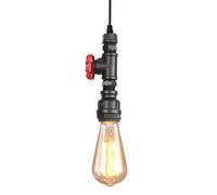 iDEGU Suspension Luminaire Industrielle, Plafonnier Lustre Design Tuyau Art Déco pour Café, Bar, Restaurant, Cuisine (Noir)