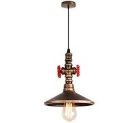 iDEGU Suspension Luminaire Industrielle, Plafonnier Lustre Design Tuyau Art Déco pour Café, Bar, Restaurant, Cuisine (Style Chapeau - Bronze)