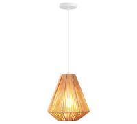iDEGU Suspension Luminaire Vintage Lustre Industriel en Rotin et Fer Cage Abat-jour Plafonnier E27 Éclairage Décoration Lampe Suspension pour Salon Chambre Salle à Manger (20CM, Rotin Marron)