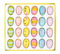 IDEN Basic - Oeufs de Pâques à Suspendre, 24 pièces en 6 Designs, env. 2 cm chacun, décoration de Pâques en Bois, Taille Unique