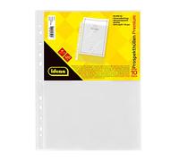 Idena 10010 - Pochettes DIN A4, 10 pièces, en film PP, épaisseur du film 0,12 mm, extra fort, indélébile, perforation Euro, transparent, transparent