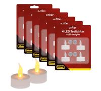 Idena 10124218 - Set de bougies chauffe-plat LED, 24 pièces, bougies électriques avec lumière vacillante, piles incluses, décoration pour mariage, fête, Noël, Pâques, comme lumière d'ambiance.