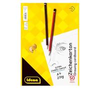 Idena 10384 - Bloc de papier cartonné de dessin A4, 50 feuilles, 250 g/m², 1 pièce