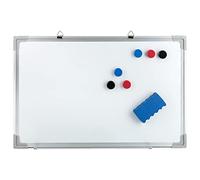 Idena 10414 - Tableau blanc avec cadre alu, dimensions env. 40 x 60 cm, 6 aimants et éponge inclus, adapté au montage mural, idéal pour le bureau et la maison, sans Maker