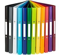 Idena 10426 - Classeur à anneaux DIN A4, en set de 12, mécanisme à 2 anneaux de 16 mm de diamètre, largeur du dos 2 cm, en 12 couleurs différentes, convient pour env. 30 feuilles de 80 g/m