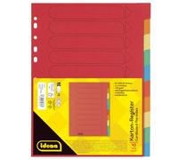Idena 11133 Intercalaires en carton pour documents A4, 22,5 x 30 cm, 10 intercalaires en couleurs en 10 couleurs, 150 g/m², organiseur avec perforation européenne et impression d'organisation