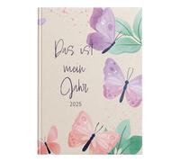 Idena 11143 Agenda de poche format A7 2025 « Mein Jahr », 1 semaine sur 2 pages, avec couverture souple, motif papillon et ruban marque-page
