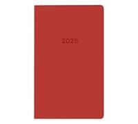 Idena 11153 - Agenda de poche 2025, calendrier leporello format 8,7 x 15,3 cm, 1 mois sur 2 pages, agenda avec couverture souple rouge et carnet d'adresses